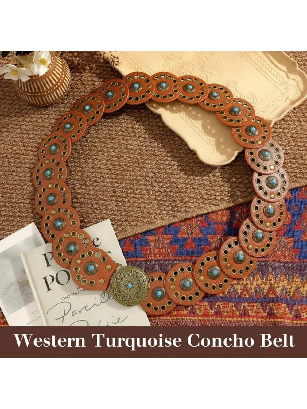 Stylish Wide Cowgirl Disc Belt with Concho Detail - Perfect Western Accessory